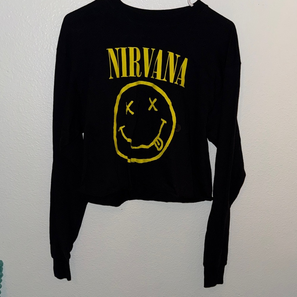 New NIRVANA Black Top with Yellow Smiley Small